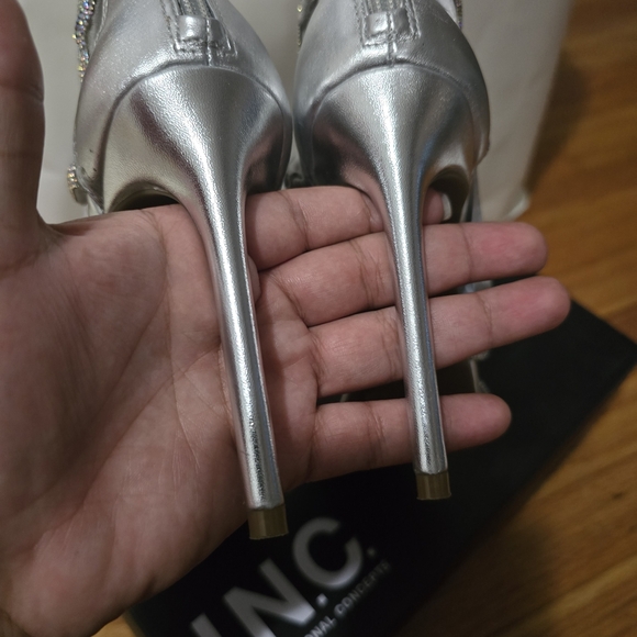 INC International Concepts Glittering Silver Heels - Picture 5 of 15
